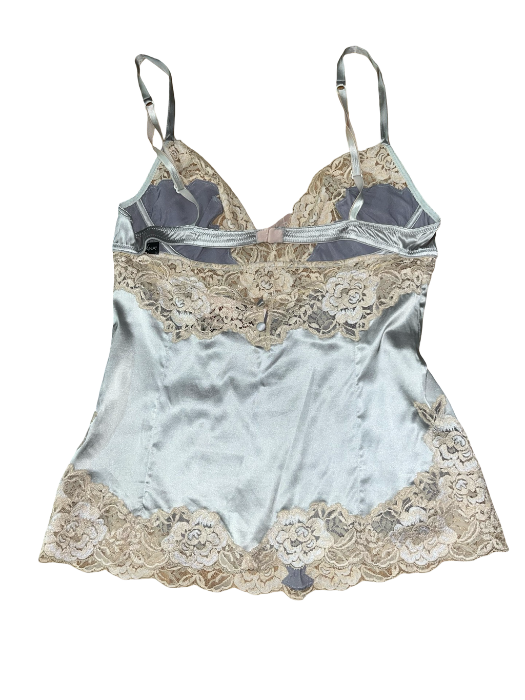 Dolce & Gabbana Y2K Silver Satin Lace Cami Top | Made in Italy ukM