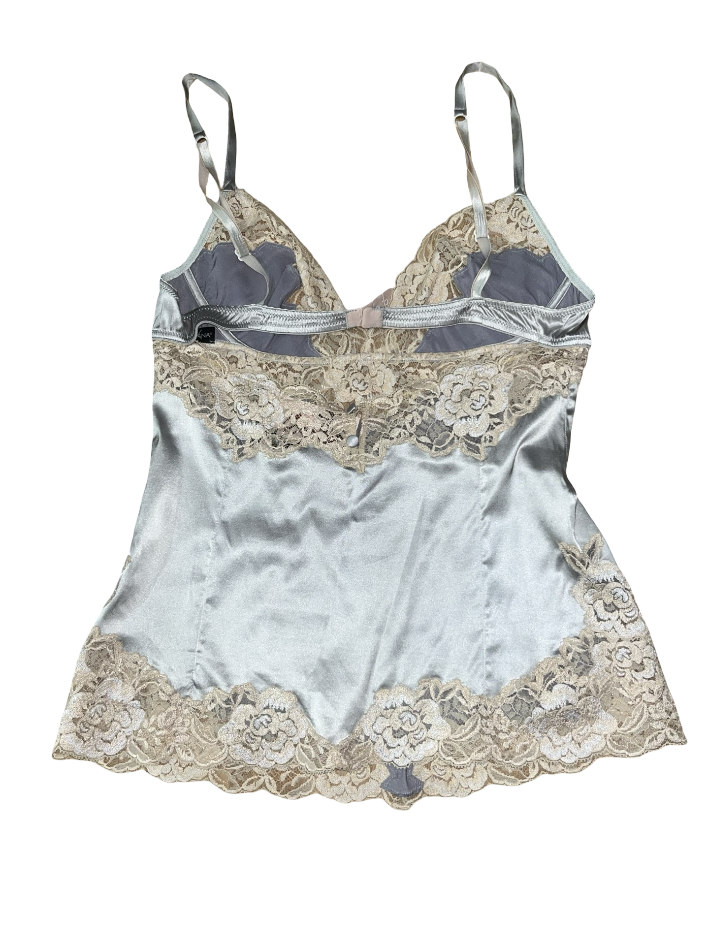 Dolce & Gabbana Y2K Silver Satin Lace Cami Top | Made in Italy ukM