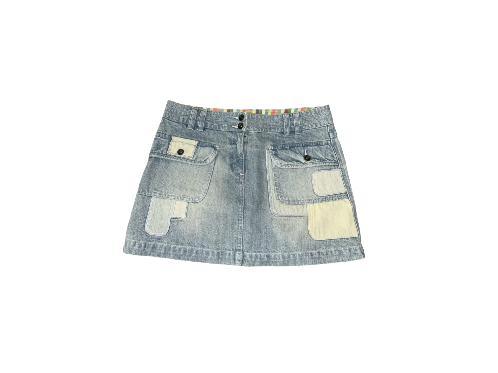 Y2K Next Patchwork Denim Mini Skirt | 00s Utility ukS