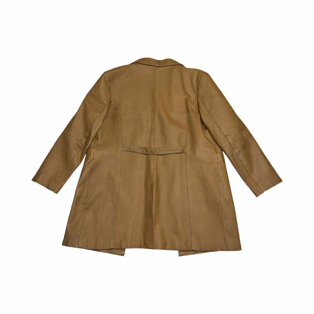 For women genuine tan leather coat uk 16