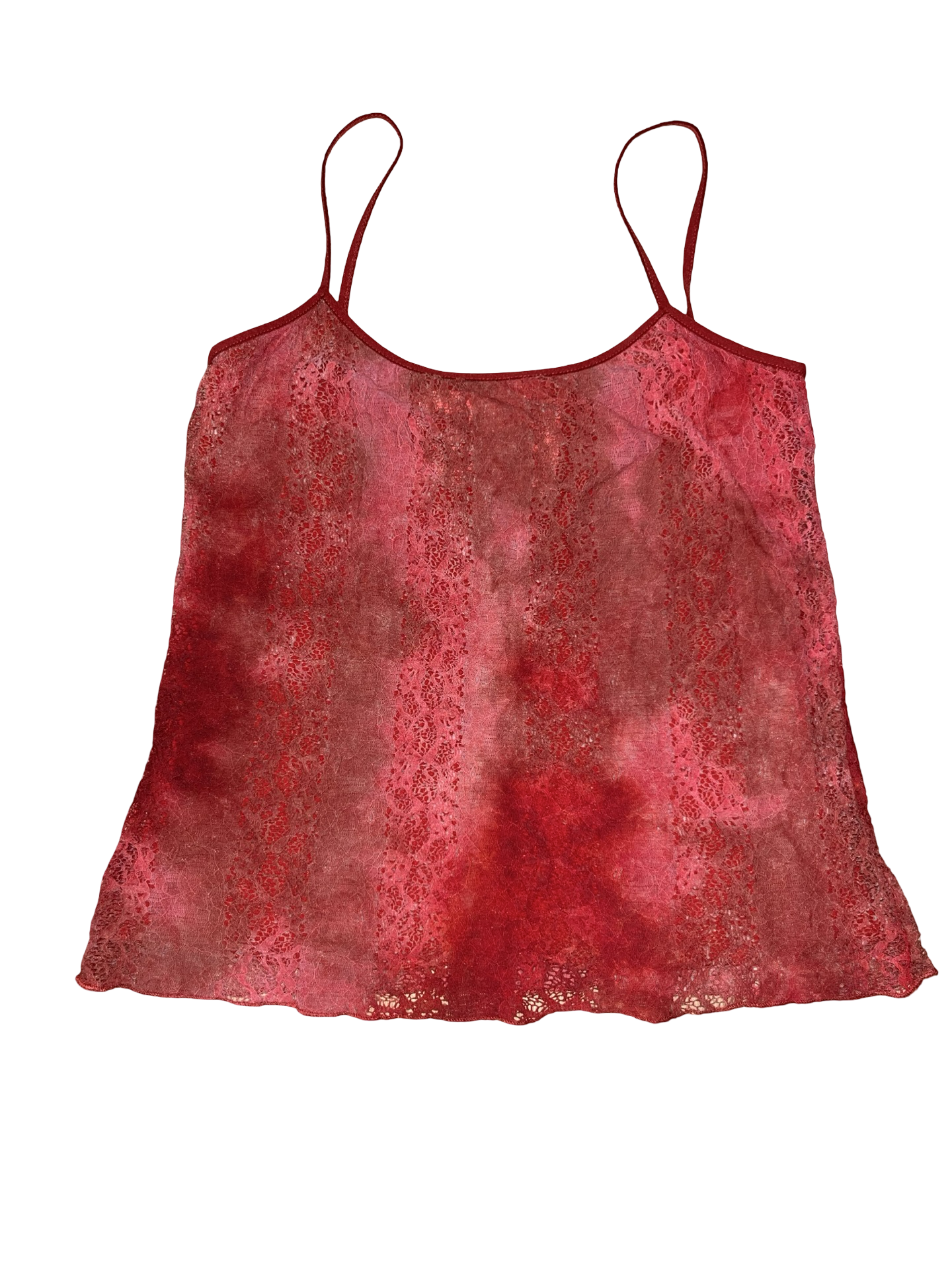 Y2K Per Una Red Sheer Mesh Floral Cami Top Fairy Grunge UK 14