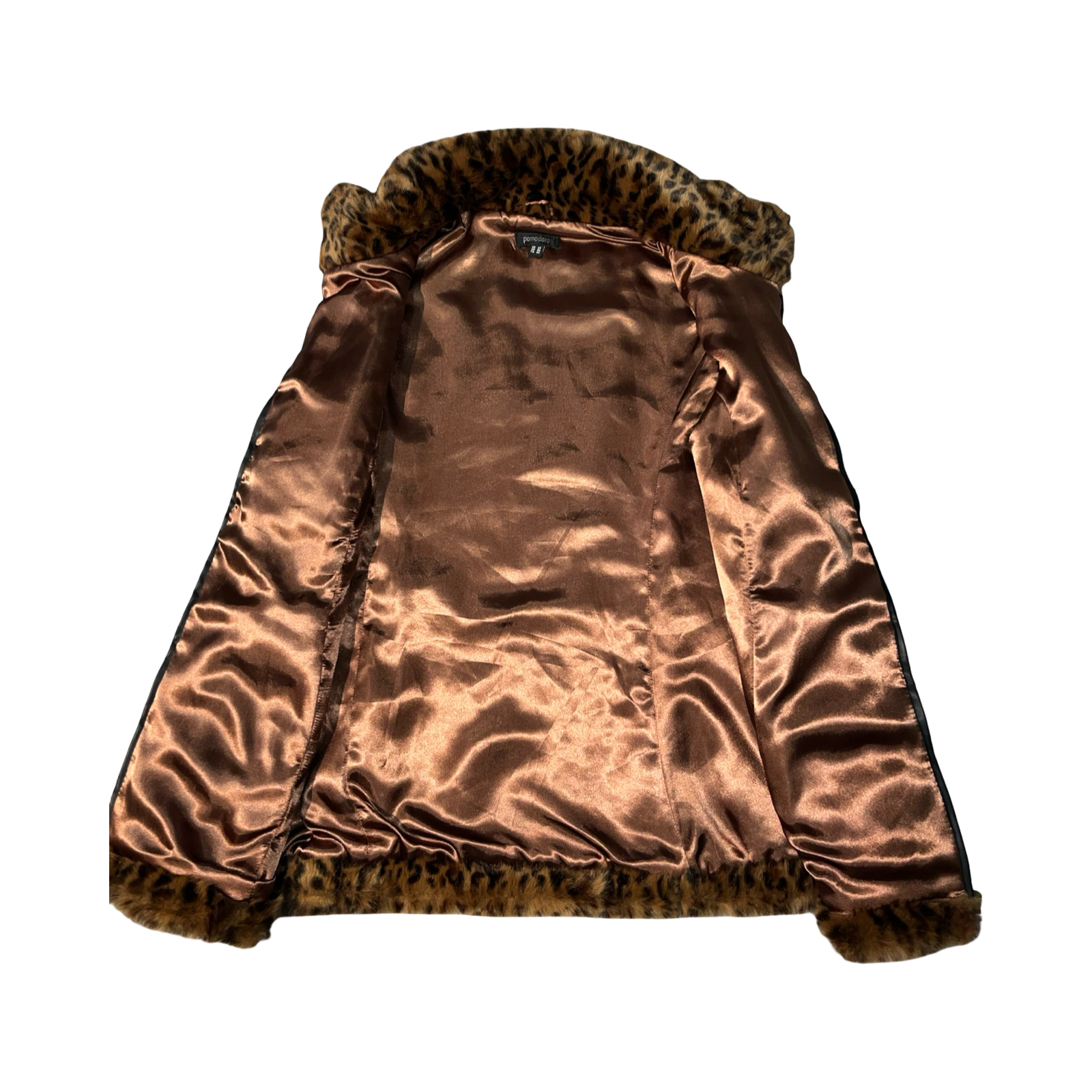 Pomodoro fluffy leopard print faux fur waist coat uk 16