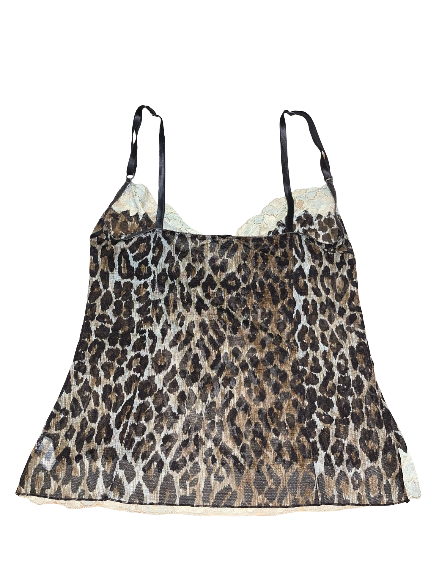Y2K Dolce & Gabbana Leopard Print Lace Mesh Cami Top uk12