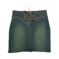Embellished beaded distressed denim mini skirt boho ukS