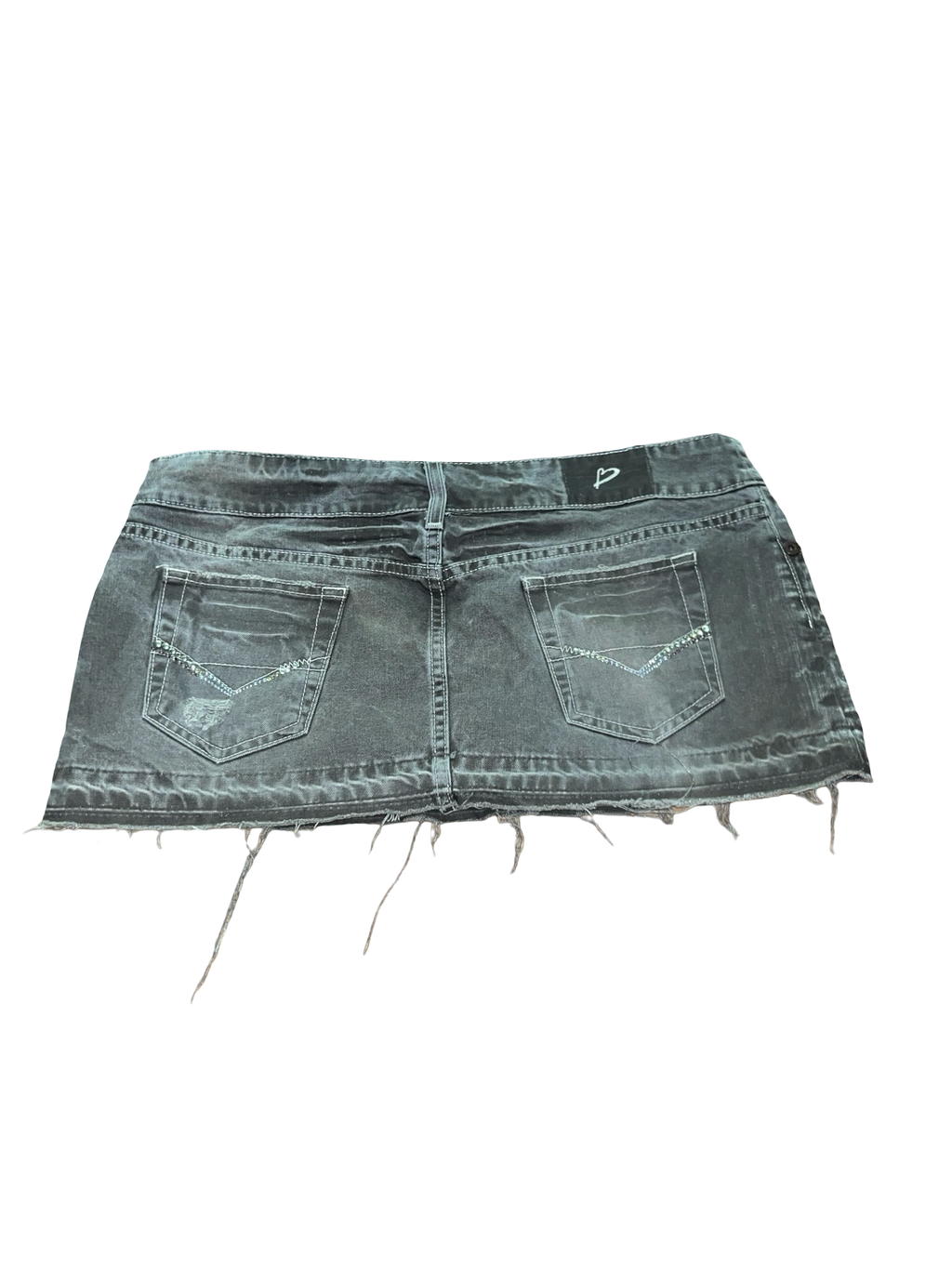 Vintage Y2K River Island Brown Wash Rhinestone Denim Micro Mini Skirt Uk14