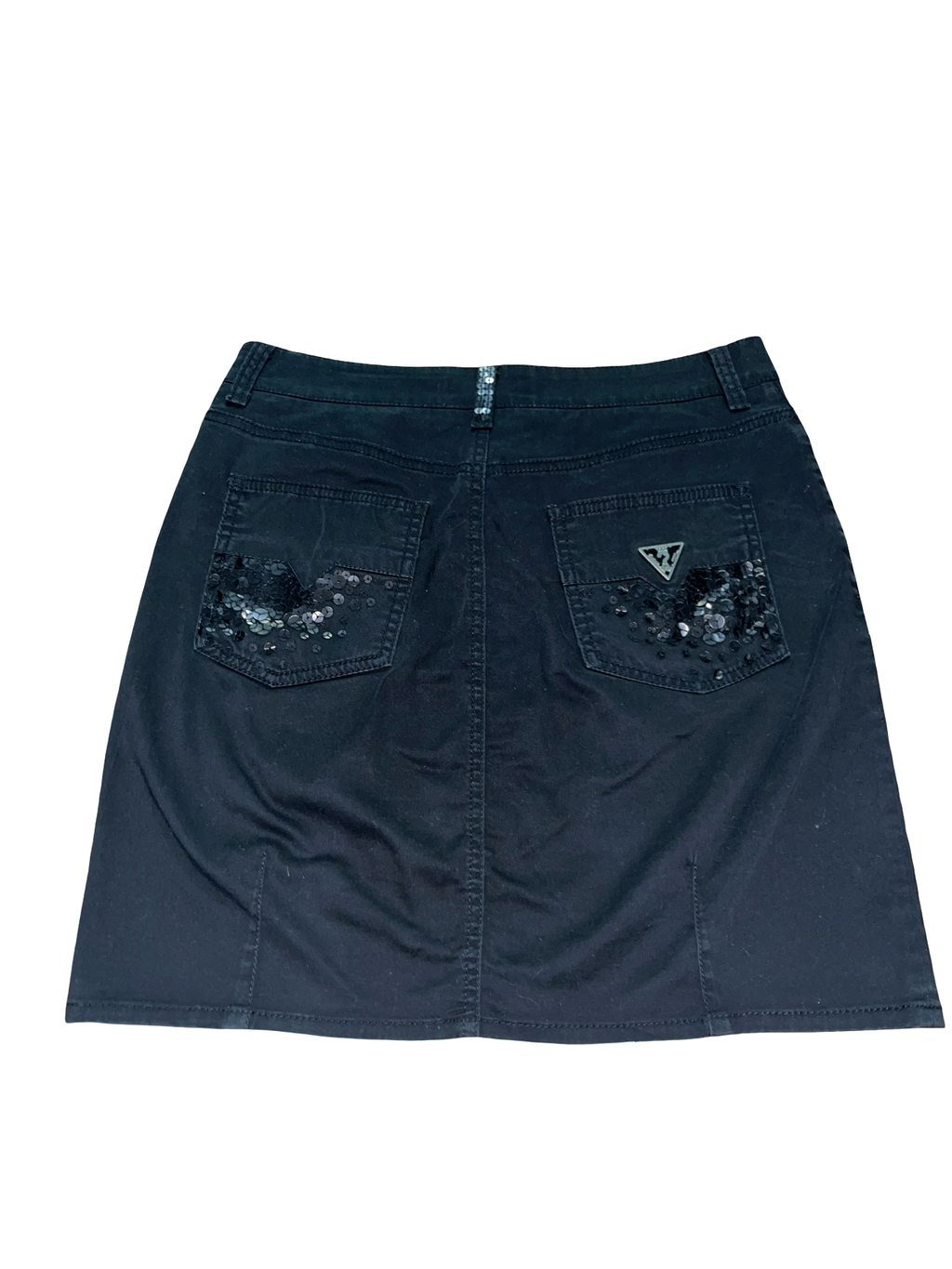 Vintage GUESS Y2K Black Sequin Pocket Mini Skirt ukS