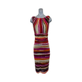 Red mix striped midi dress with a fitted silhouette ukS