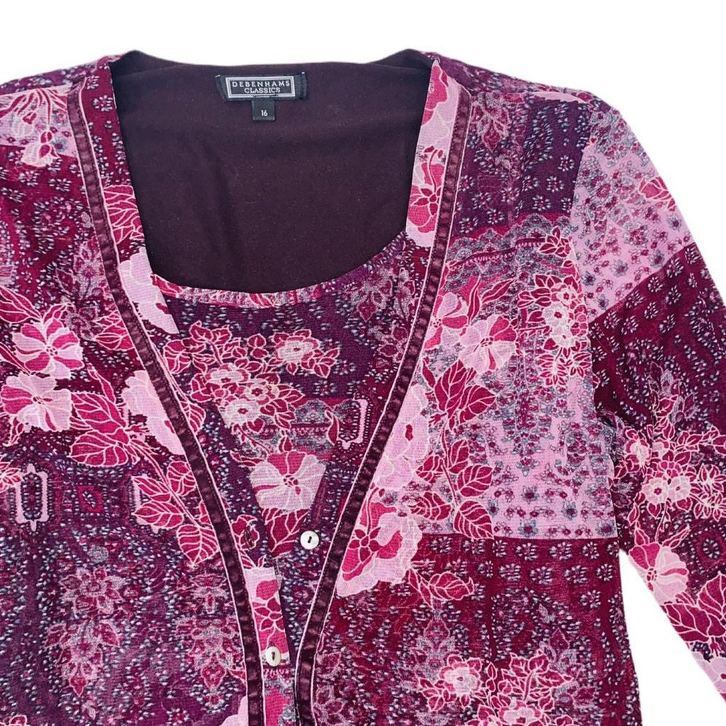 Cute purple floral mix double lined y2k top Debenhams uk16