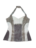 Y2K Next Woman Silver Brocade Halterneck Top UK 8