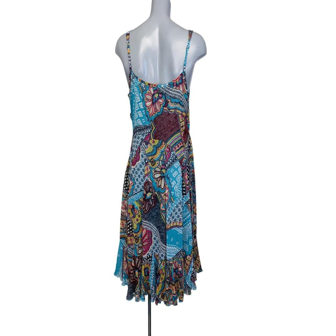 Chiffon double lined floral print midi dress/ beaded uk14