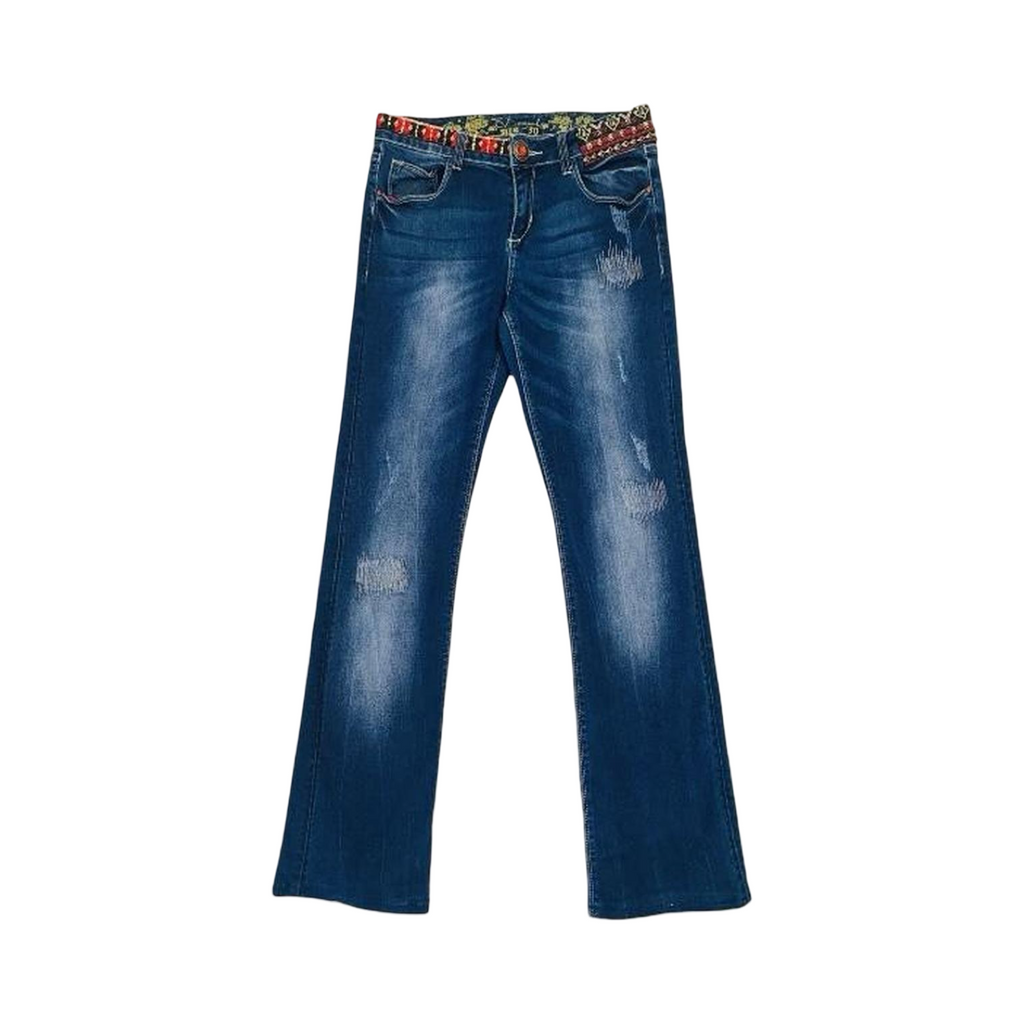 Desigual blue distressed denim jeans boho ukS
