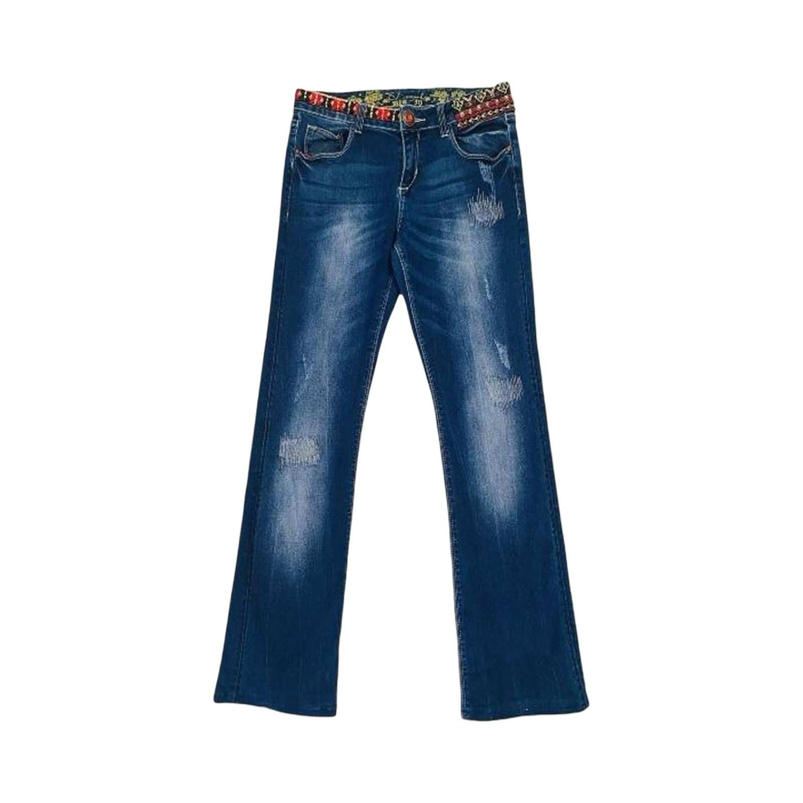 Desigual blue distressed denim jeans boho ukS
