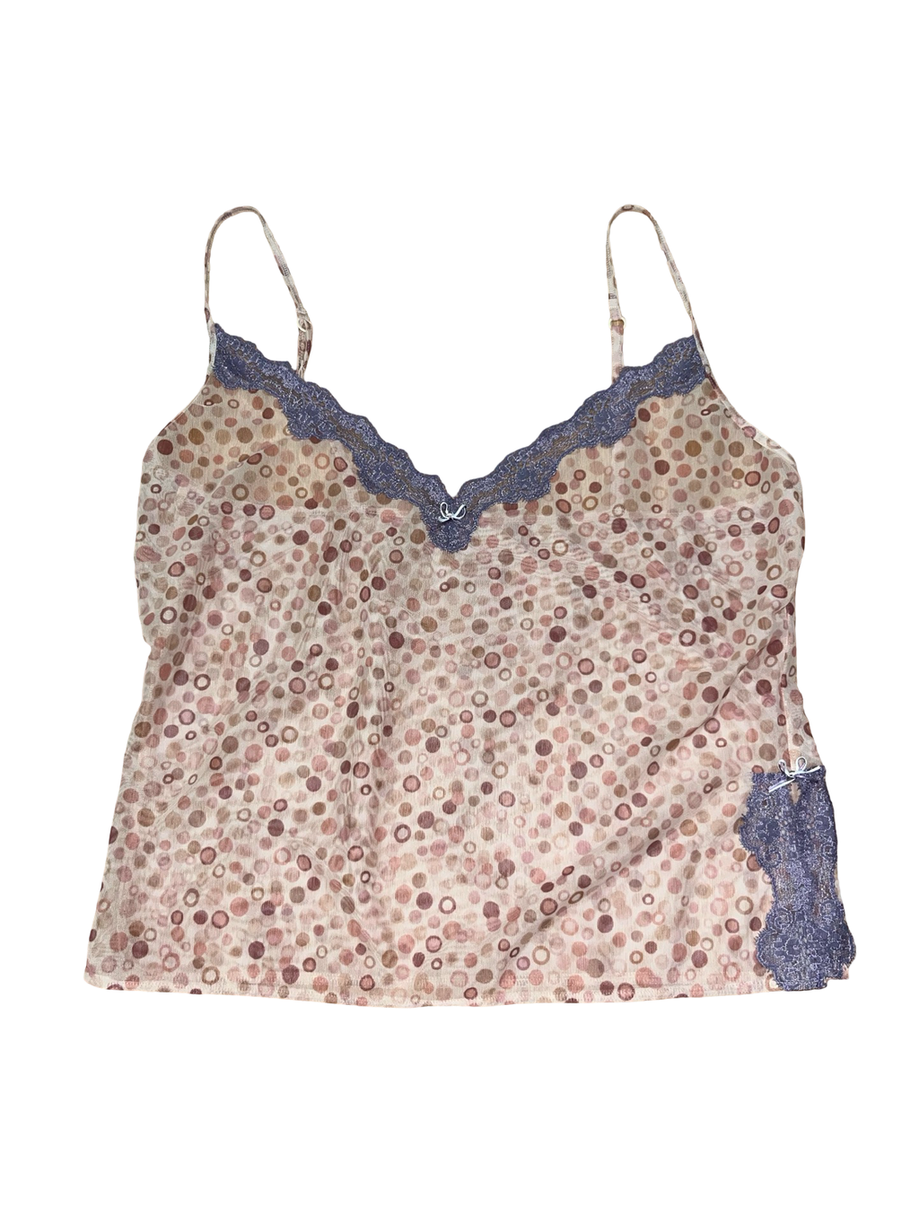 Y2K Polka Dot Mesh Lace Cami Top ukM