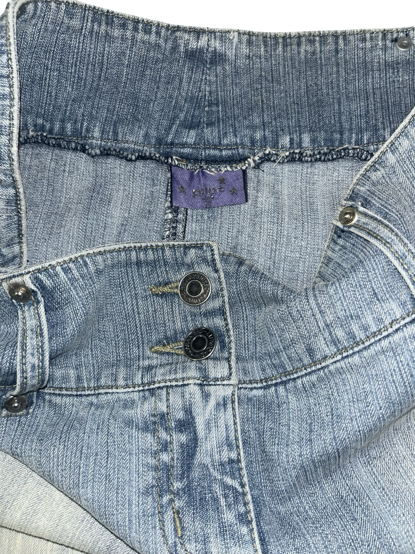 Pilot Denim Mini Skirt Light Wash Low Rise uk10