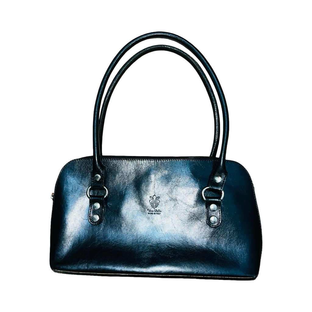 Vera Pelle Italian black vintage genuine leather shoulder bag