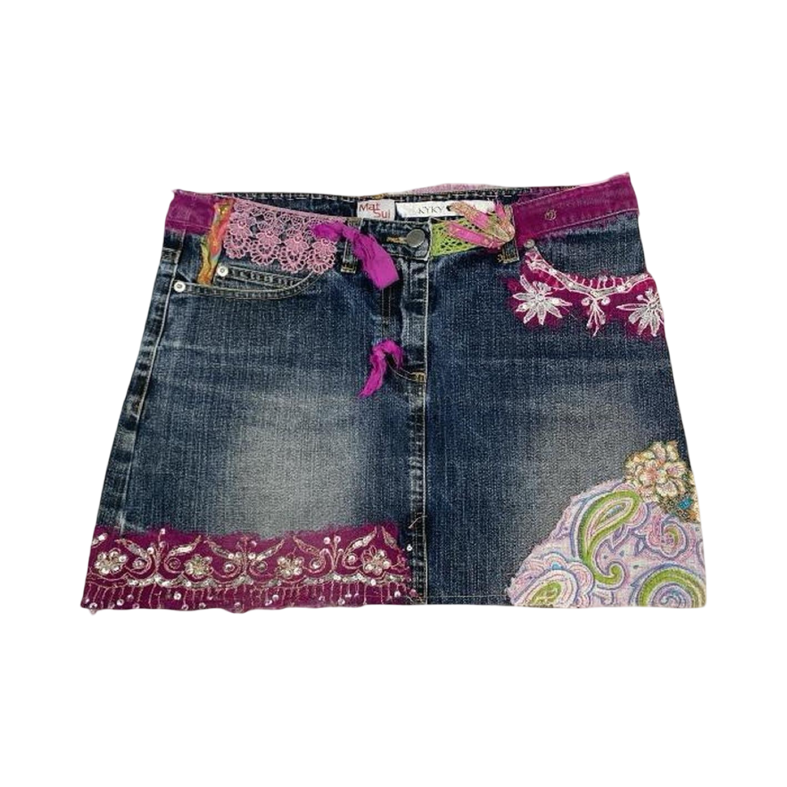 Mat Sui kyky Ibiza y2k denim skirt uk size 12