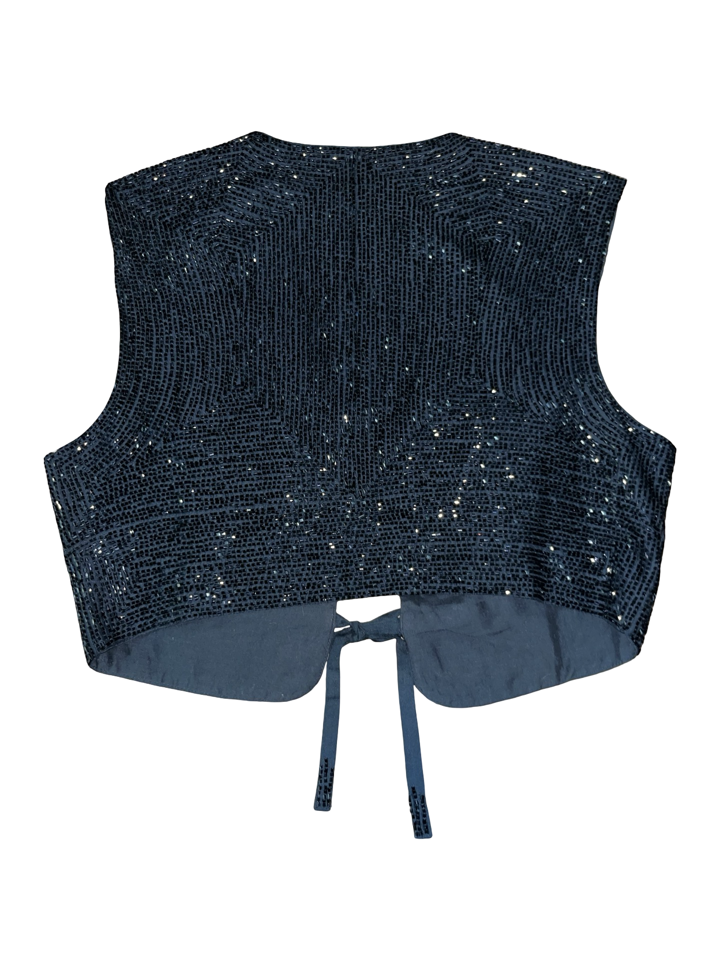 Y2K French Connection Black Beaded Waistcoat UK 12