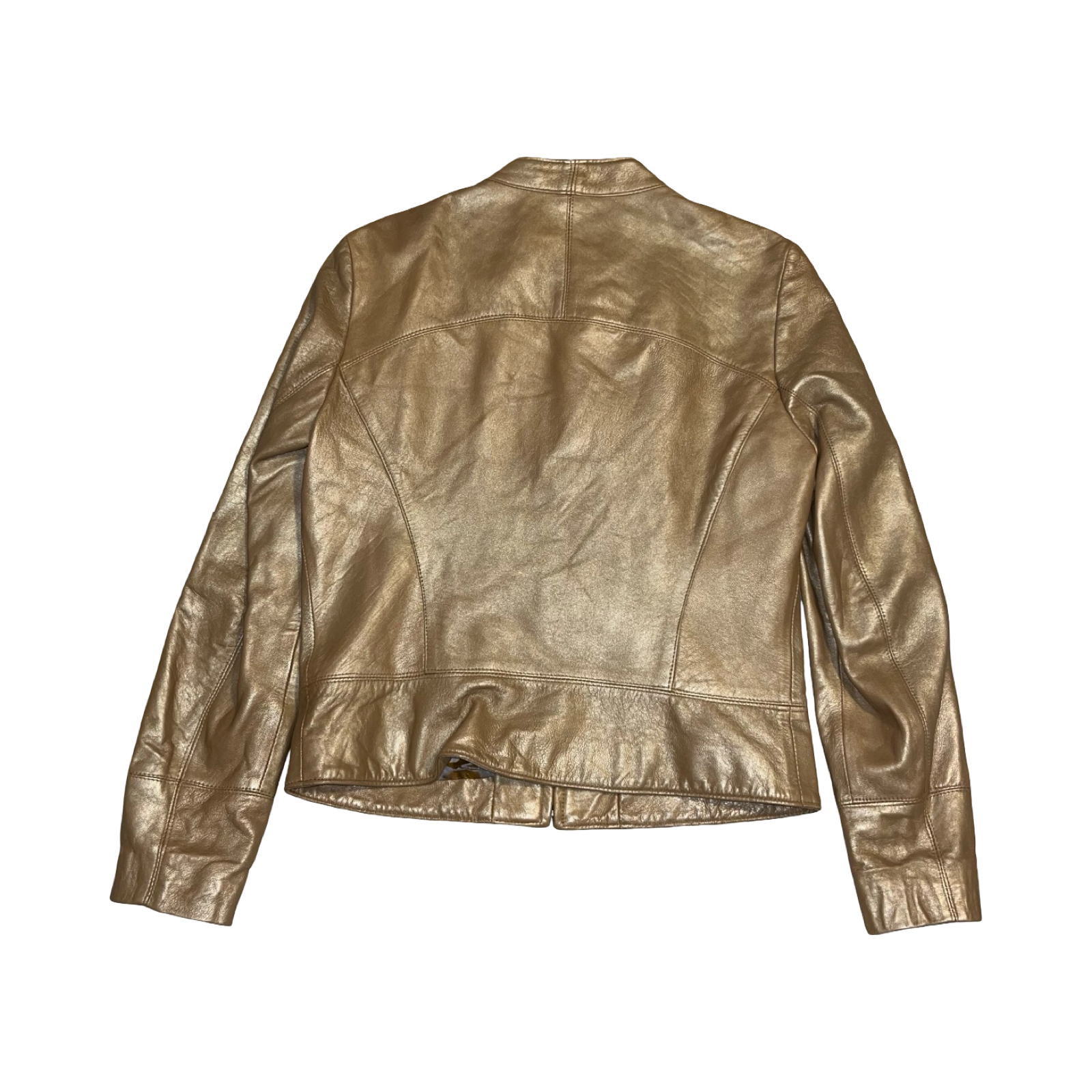 Hyphen gold metallic 2000’s genuine leather jacket uk 12