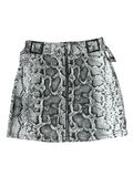 Topshop Y2K Snakeskin Buckle Mini Skirt UK 8
