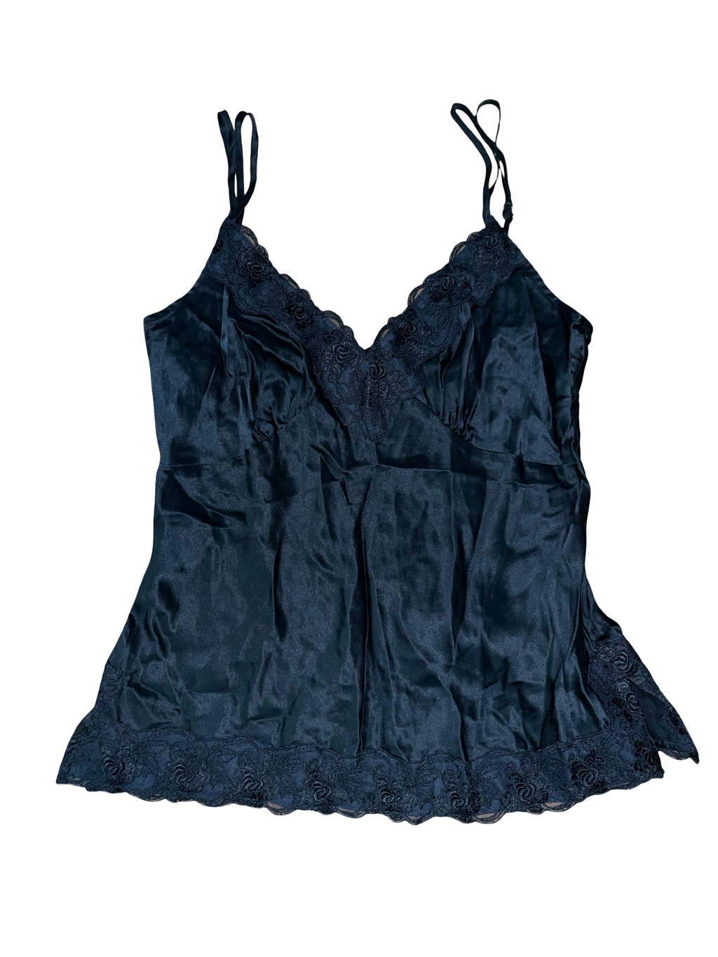 Y2K Coast Black Satin Lace Trim Cami Top UK 10