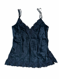 Y2K Coast Black Satin Lace Trim Cami Top UK 10