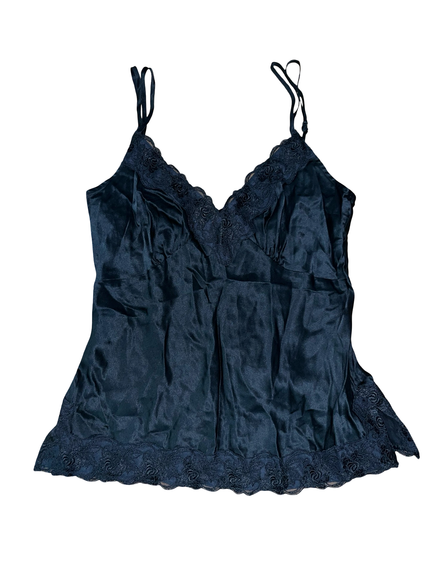 Y2K Coast Black Satin Lace Trim Cami Top UK 10