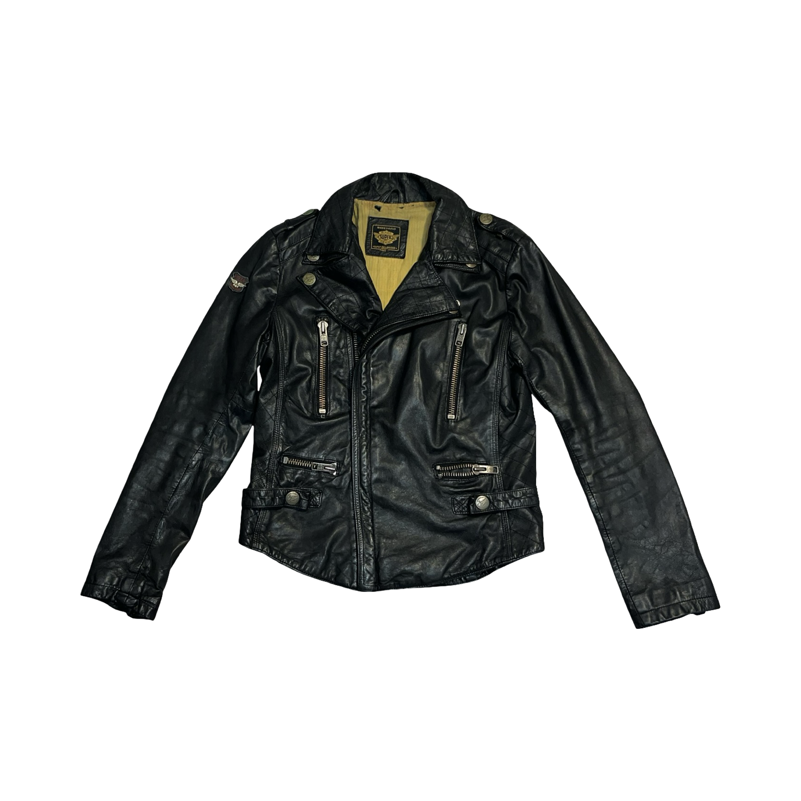 Super dry Motor sport vintage genuine leather jacket uk S
