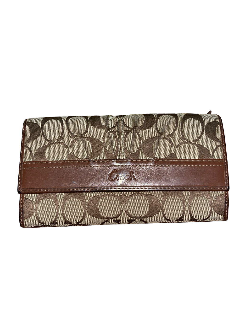 Coach Signature Purse Khaki Brown Leather Y2K Vintage
