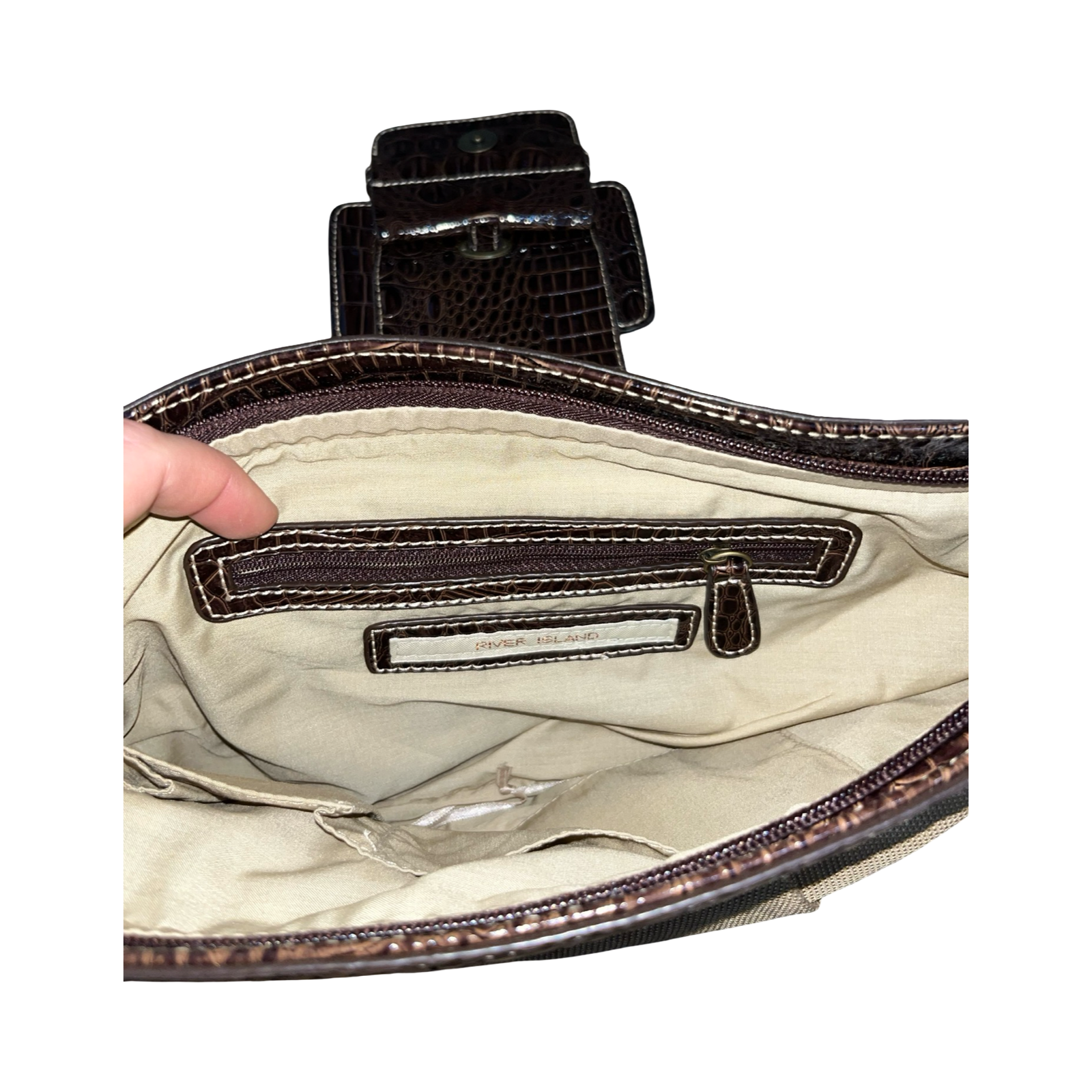 River island 2000’s beige and brown clutch bag