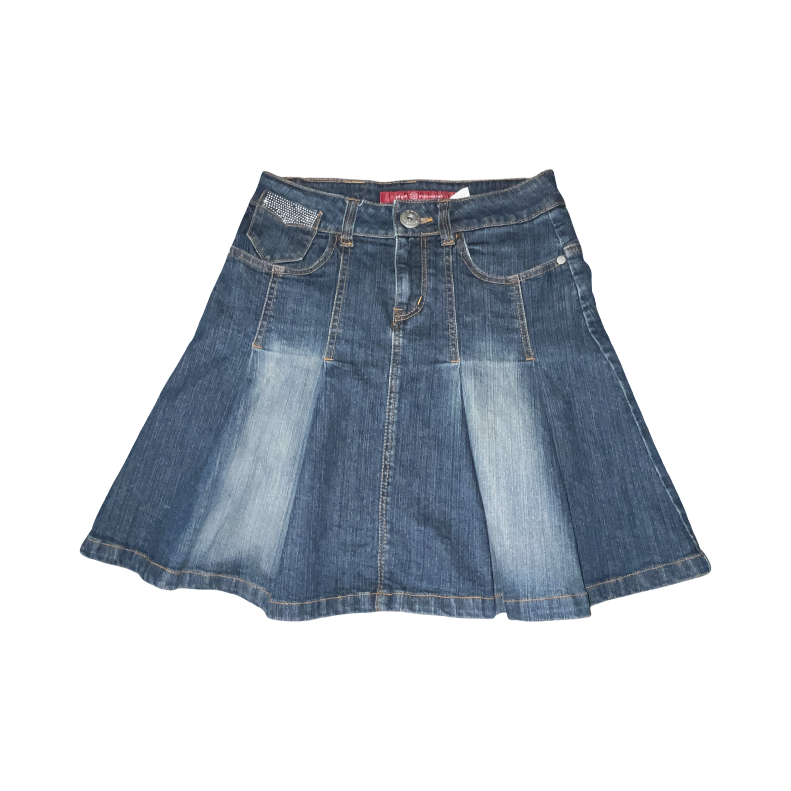 Vintage Y2K Rhinestone Pleated Denim Skirt – McBling 00s UkS