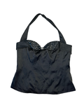 Y2K Karen Millen 100% Silk Black Halterneck Corset Top | UK 16 Diamanté Bow