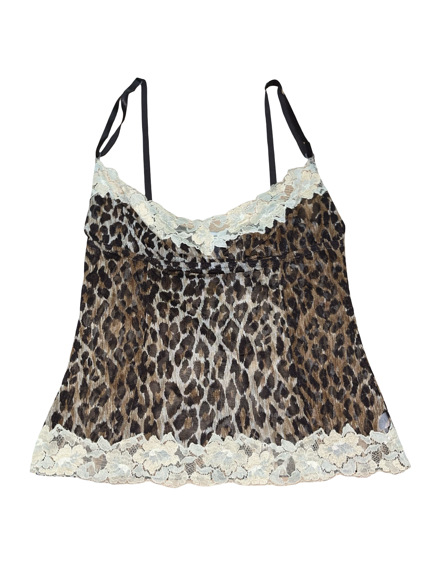 Y2K Dolce & Gabbana Leopard Print Lace Mesh Cami Top uk12
