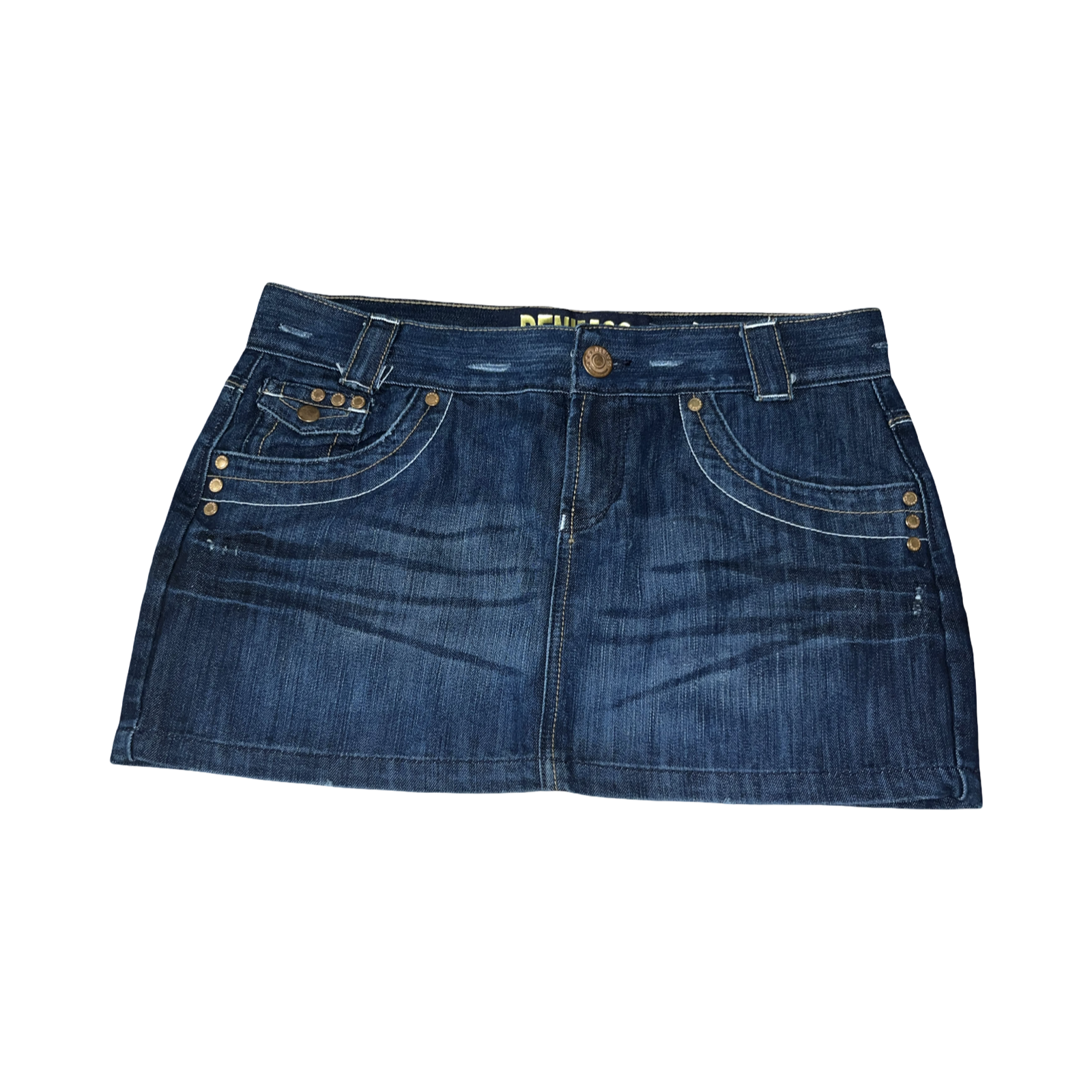 Y2K Denim Co Dark Wash Low Rise Denim Micro Mini Skirt UK 12
