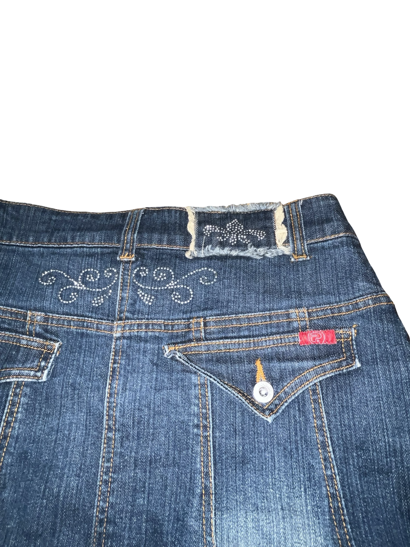 Vintage Y2K Rhinestone Pleated Denim Skirt – McBling 00s UkS