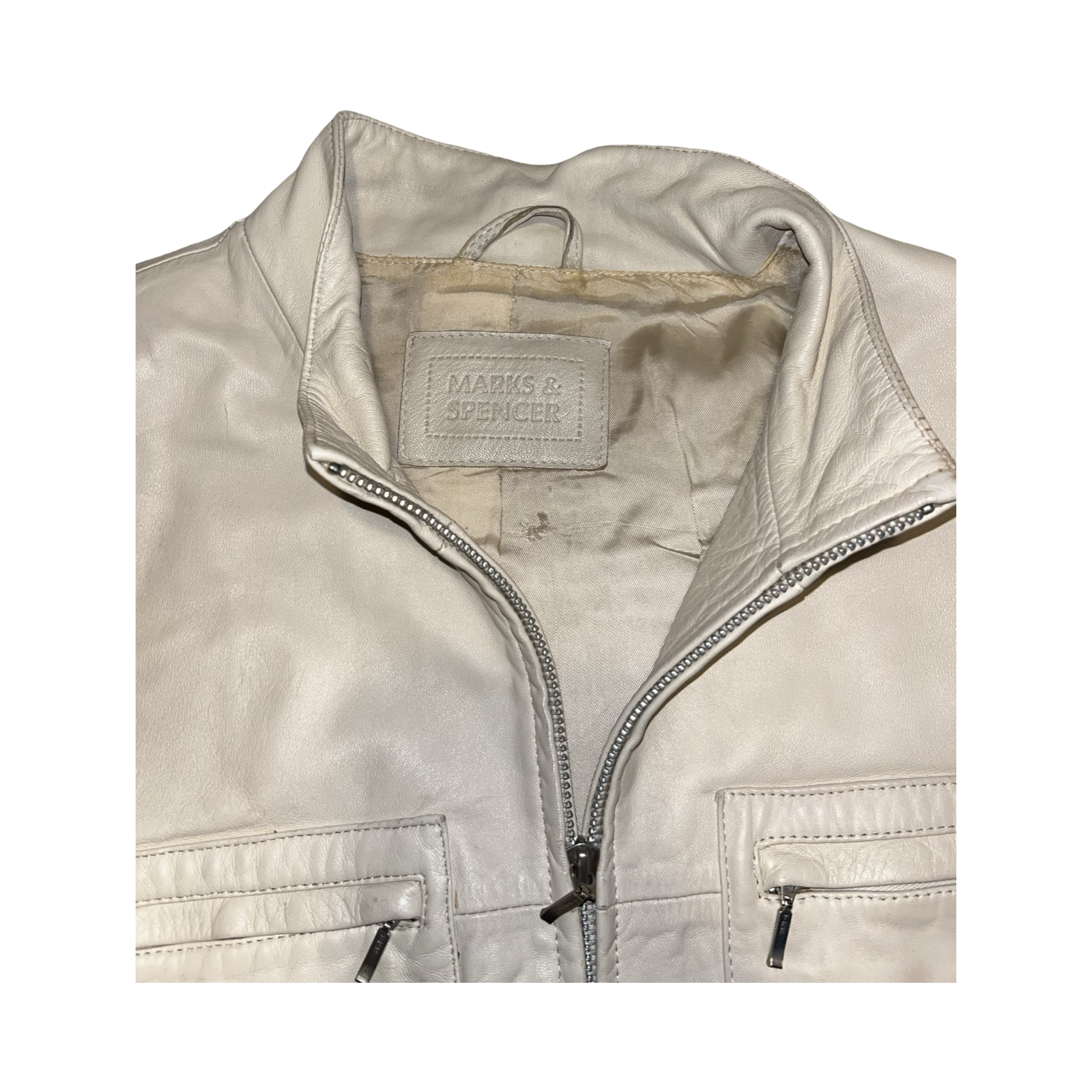 Marks and Spencer beige leather coat ukXL