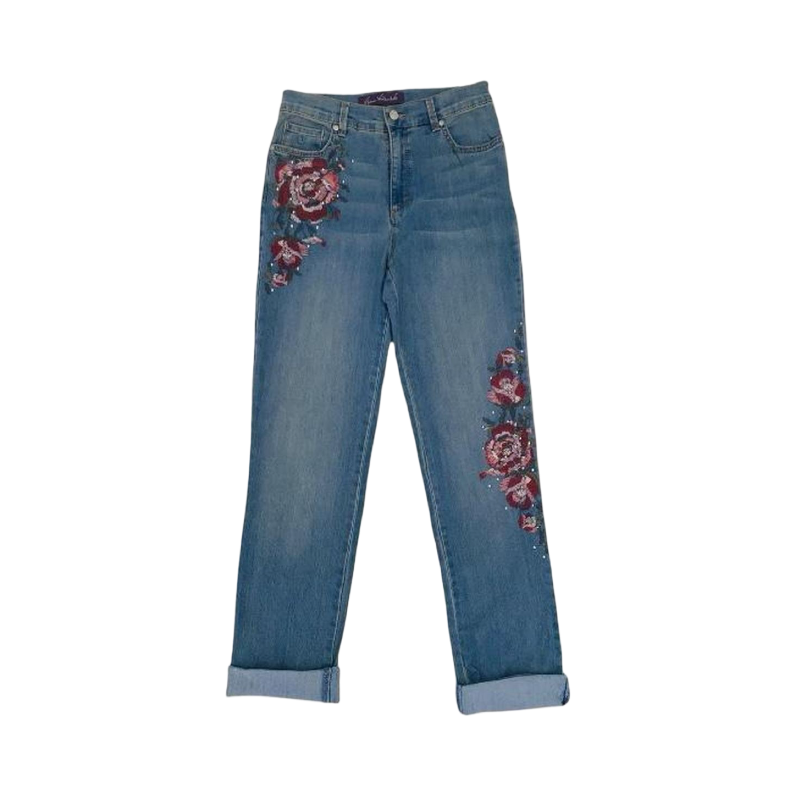 Gloria Vanderbilt floral embroidered denim jeans ukS