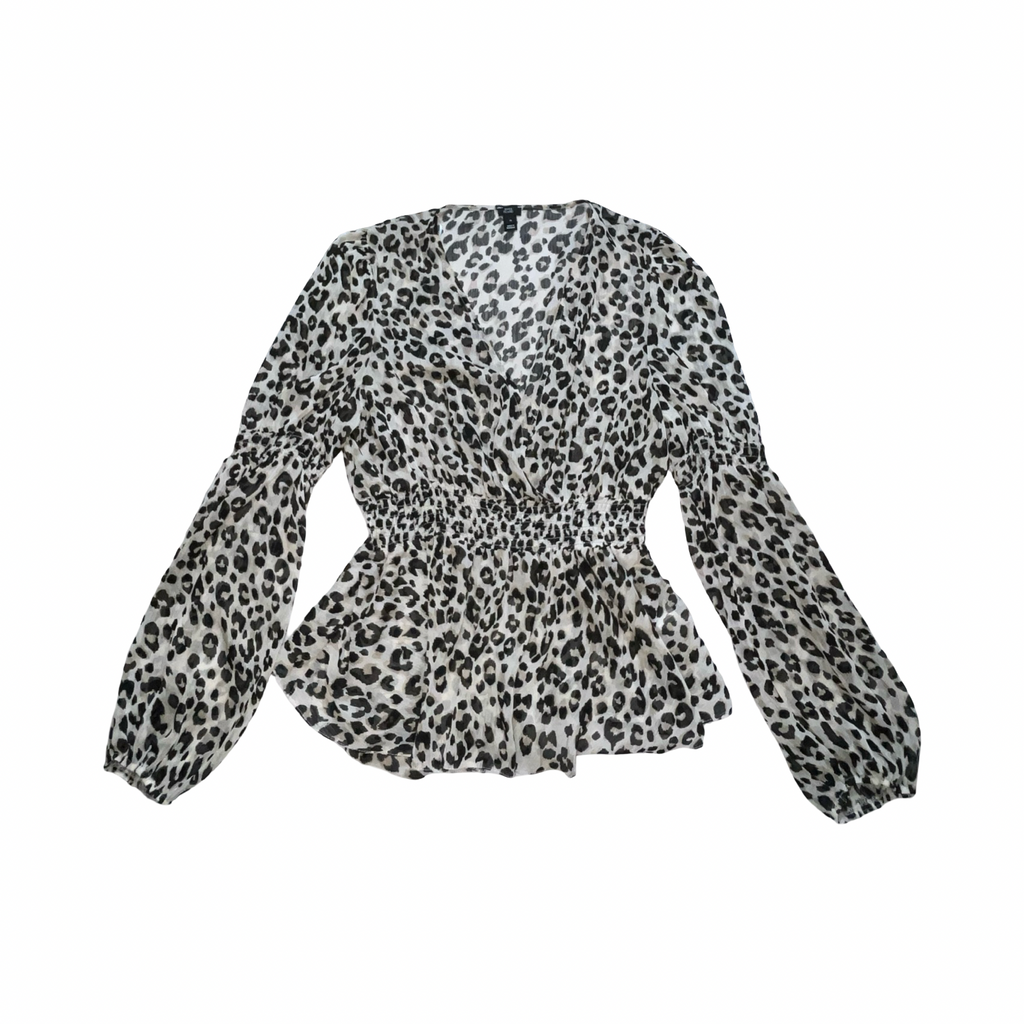 River island leopard print mesh blouse uk16
