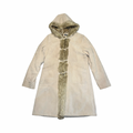 Ben Sherman beige suede and fur lined coat uk16