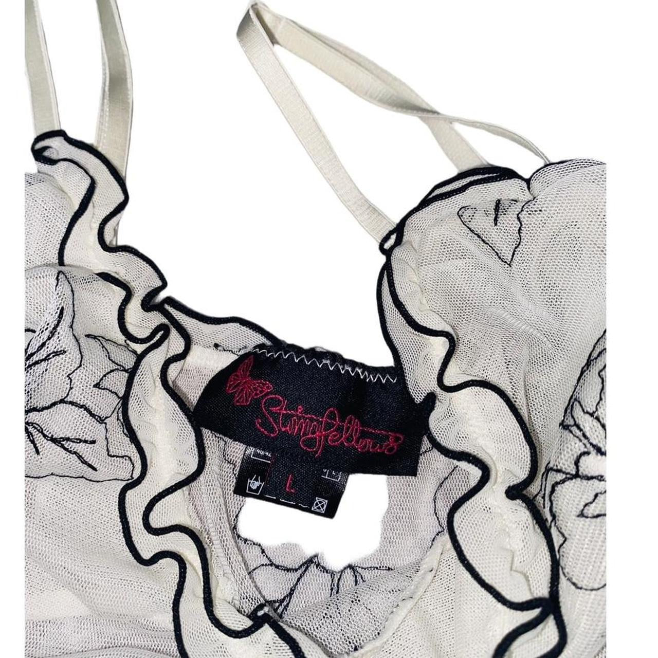 White and black floral mesh ukM String fellows lingerie cami