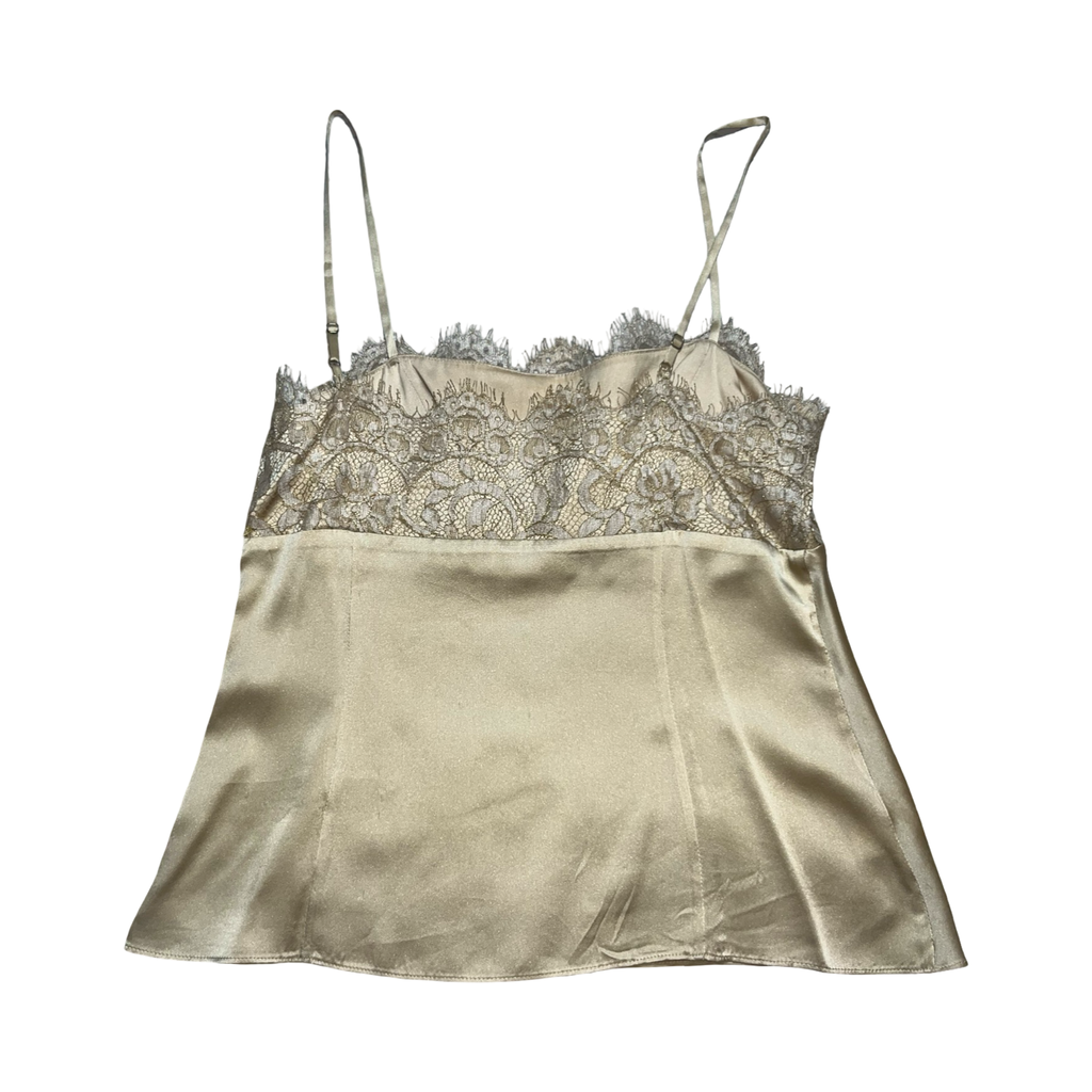 Ann Taylor petites gold silk and lace cami top ukS