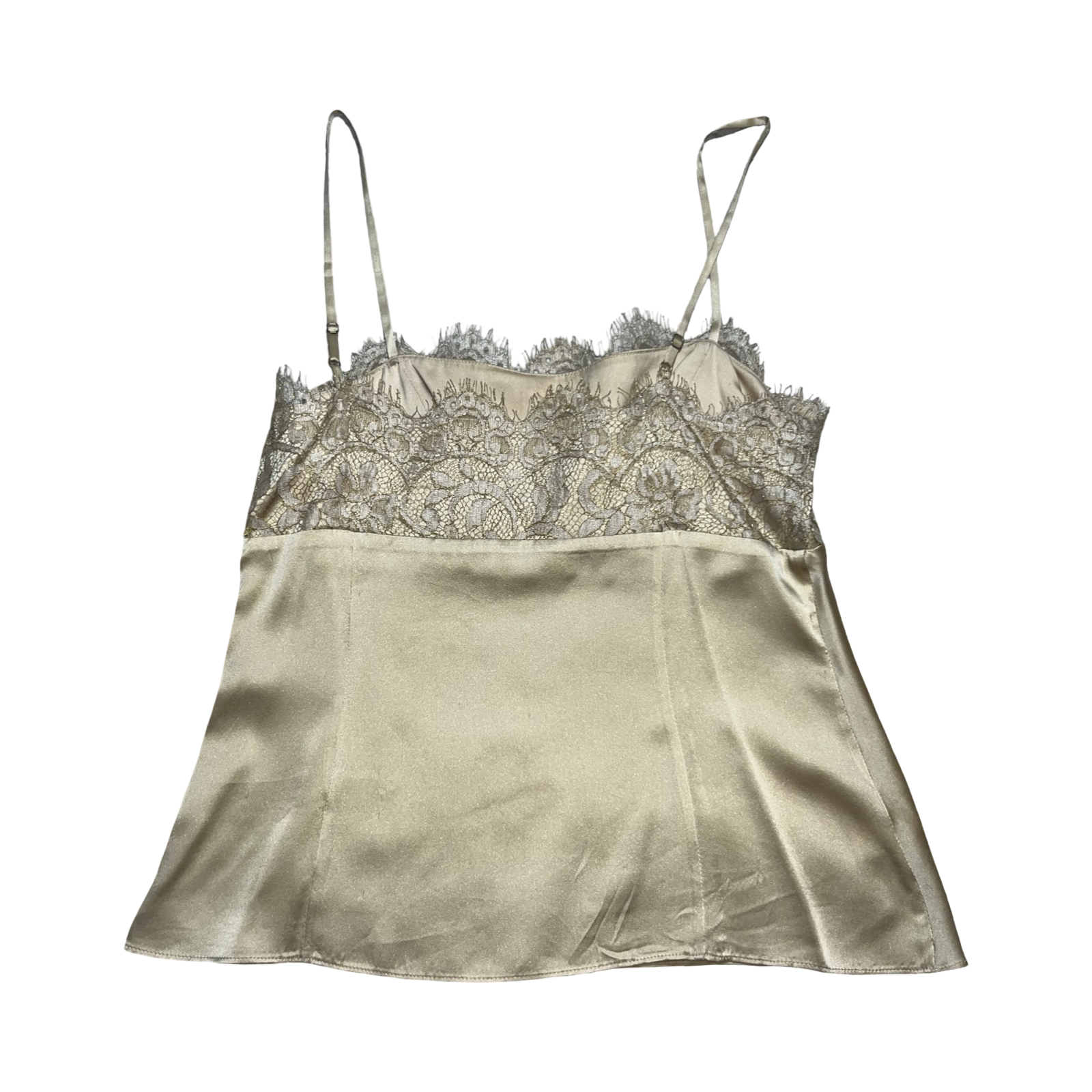 Ann Taylor petites gold silk and lace cami top ukS