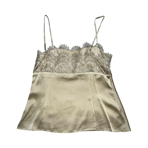Ann Taylor petites gold silk and lace cami top ukS