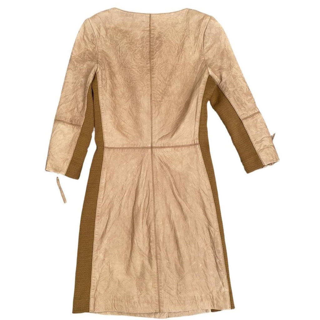 Vintage tan leather jacket dress boho vibe by Mission Blue ukXS