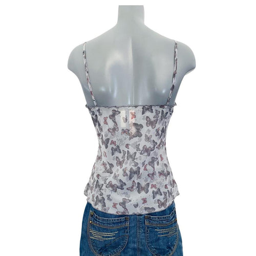 Accessorise butterfly print mesh cami top ukS