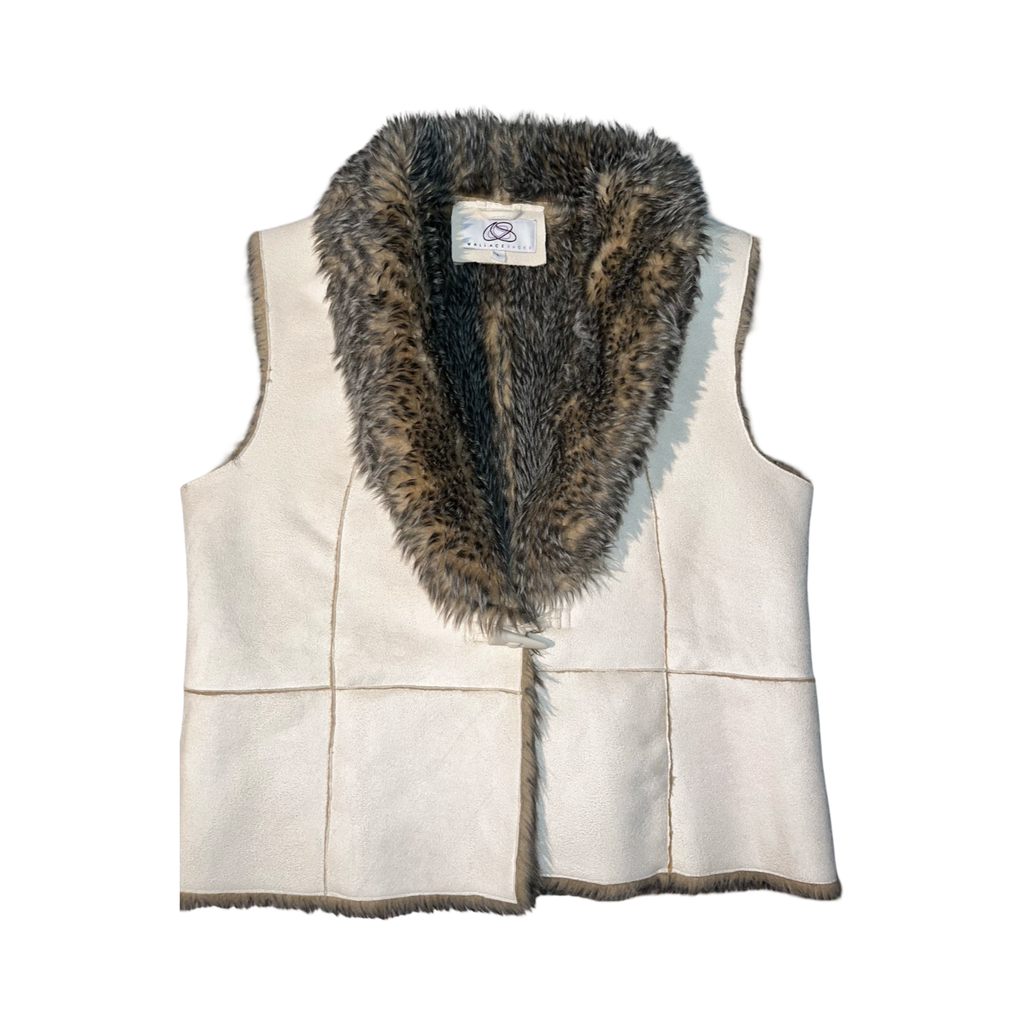 Wallace sacks vintage y2k fur and suede waist coat ukL