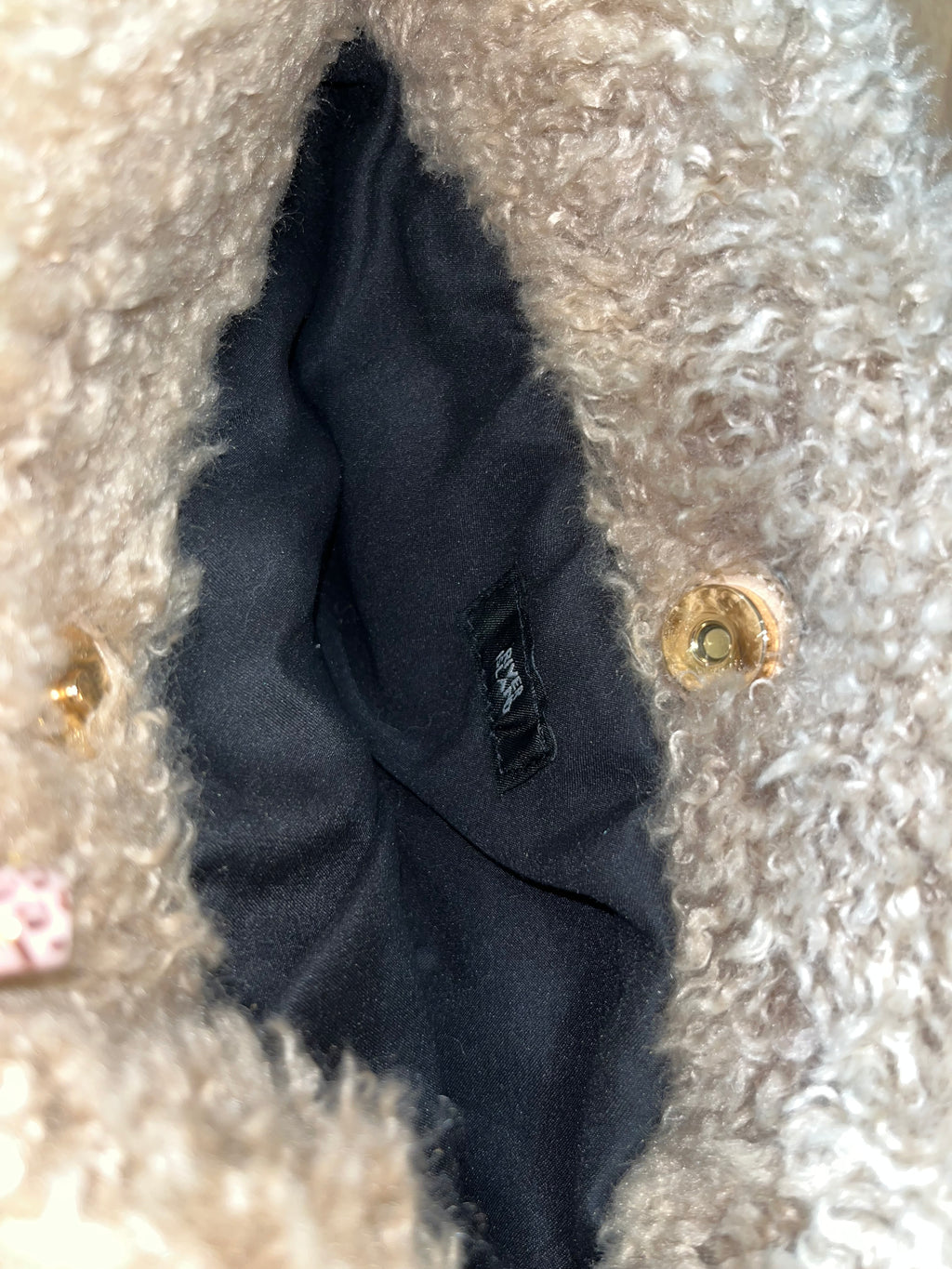 River Island Beige Teddy Faux Fur Shoulder Bag Y2K