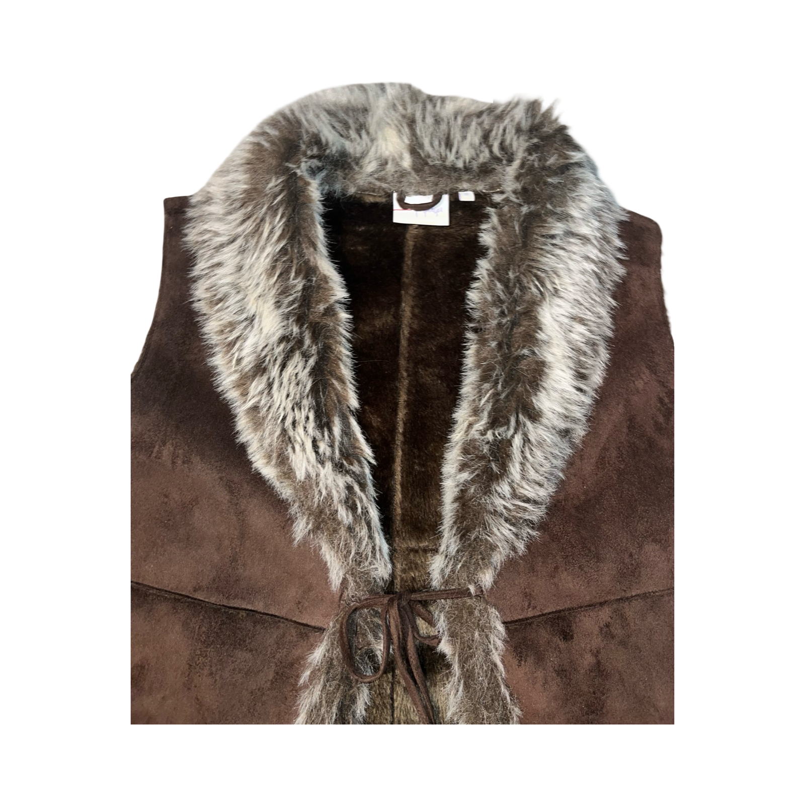 Papaya brown fur y2k waist coat uk18