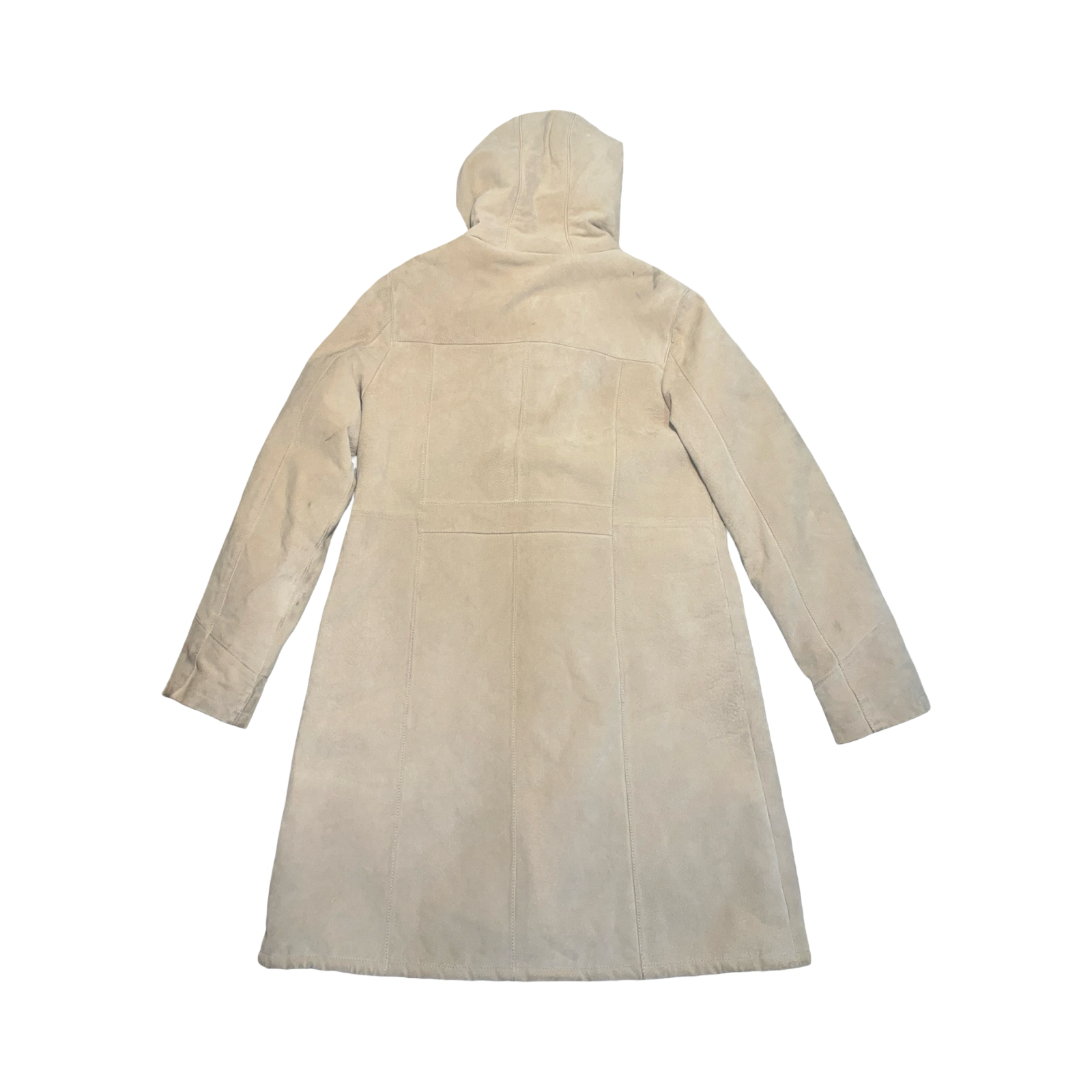 Ben Sherman beige suede and fur lined coat uk16