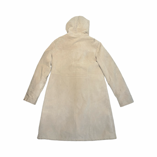 Ben Sherman beige suede and fur lined coat uk16
