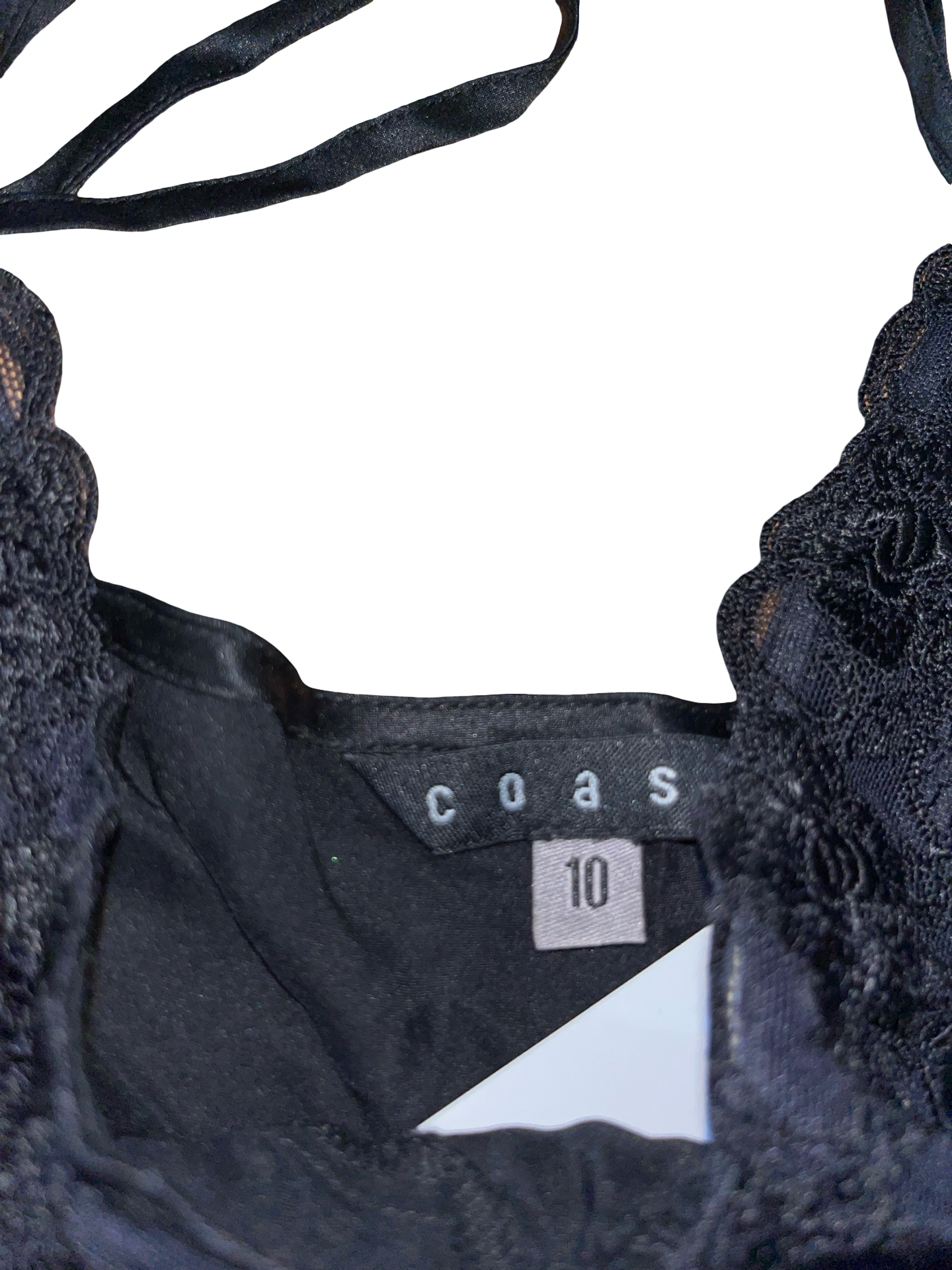 Y2K Coast Black Satin Lace Trim Cami Top UK 10
